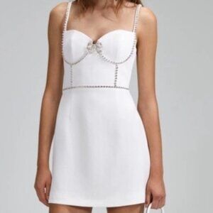 SELF-PORTRAIT White Crepe Mini Dress